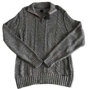 NWT J.B. Holt Buckle Size Large Cable Knit Quarter Zip Sweater